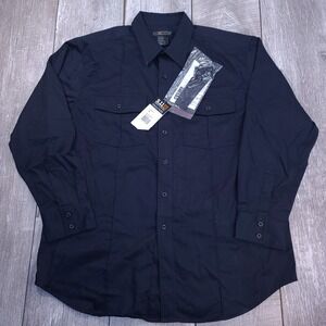 5.11 Tactical Button Front Shirt Mens Large Fire Navy L/S A-Cl Station 46123